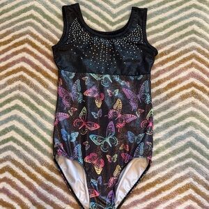 Colorful Butterfly Leotard with Rhinestones